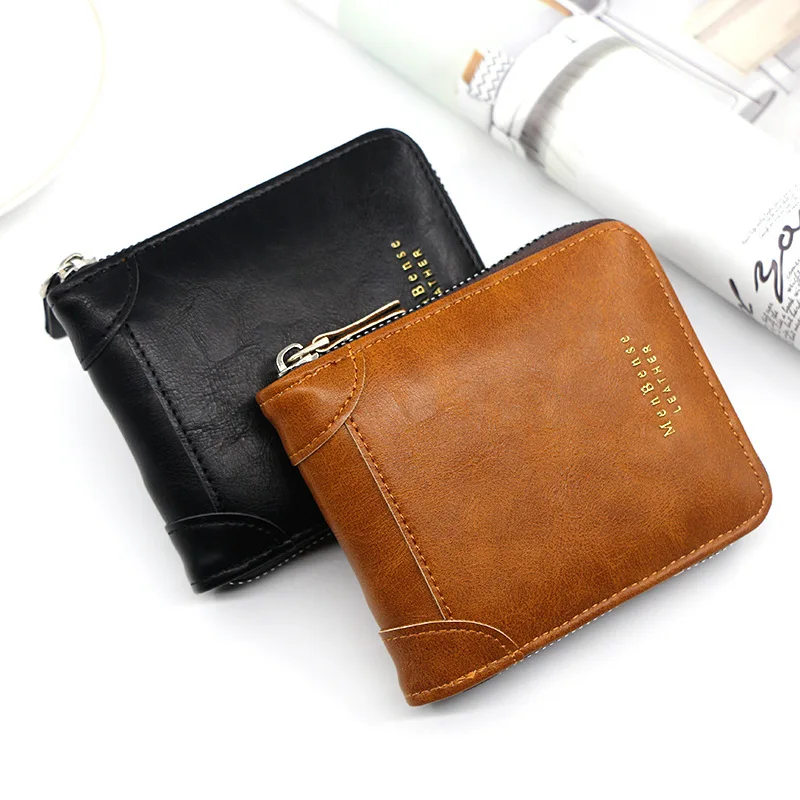 

Men's Wallet Soft Leather Credit Card Holder RFID Blocking Zipper Pocket Men Bag Purse for Men ID Credit Card Holder