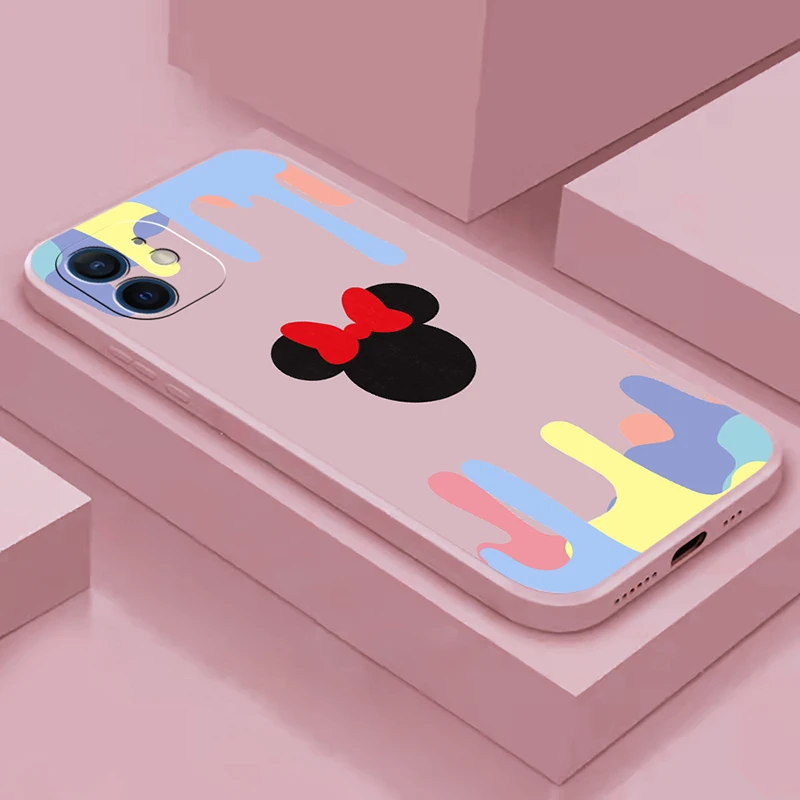 

Disney MIQI Mouse Phone Case For iPhone 11 12 13 Pro Max 12 13 Mini X XR XS Max 7 8 Plus 6S 6 Plus SE2020 Silicone Cover