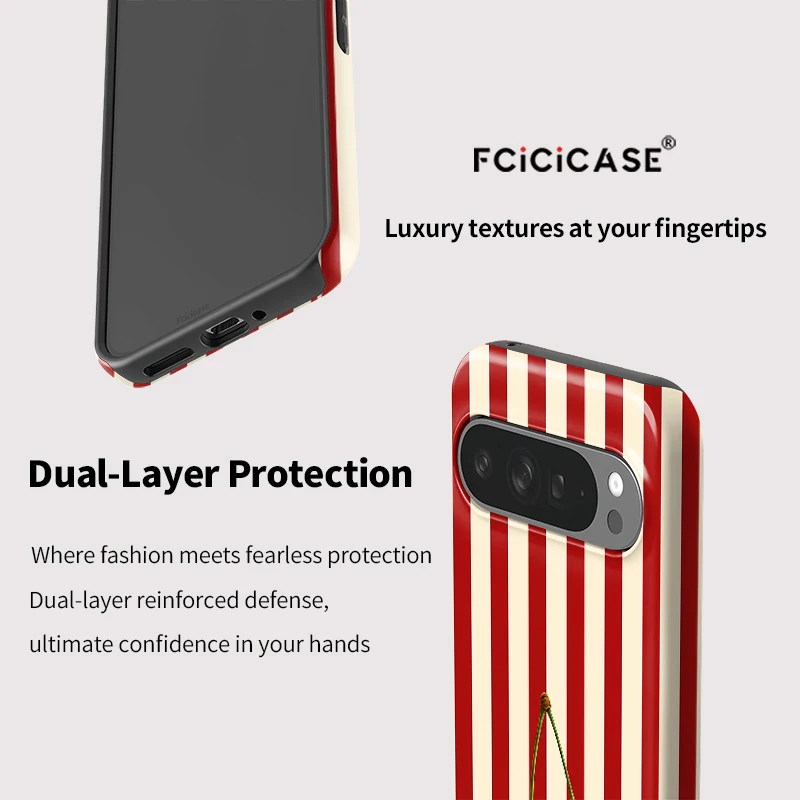 Фото Чехол для телефона Fcicicase с узором в виде вишневых полосок для Google Pixel 10A 9 10 Pro 9 10 Pro XL 8 8A 7A, противоударный матовый акриловый чехол №5