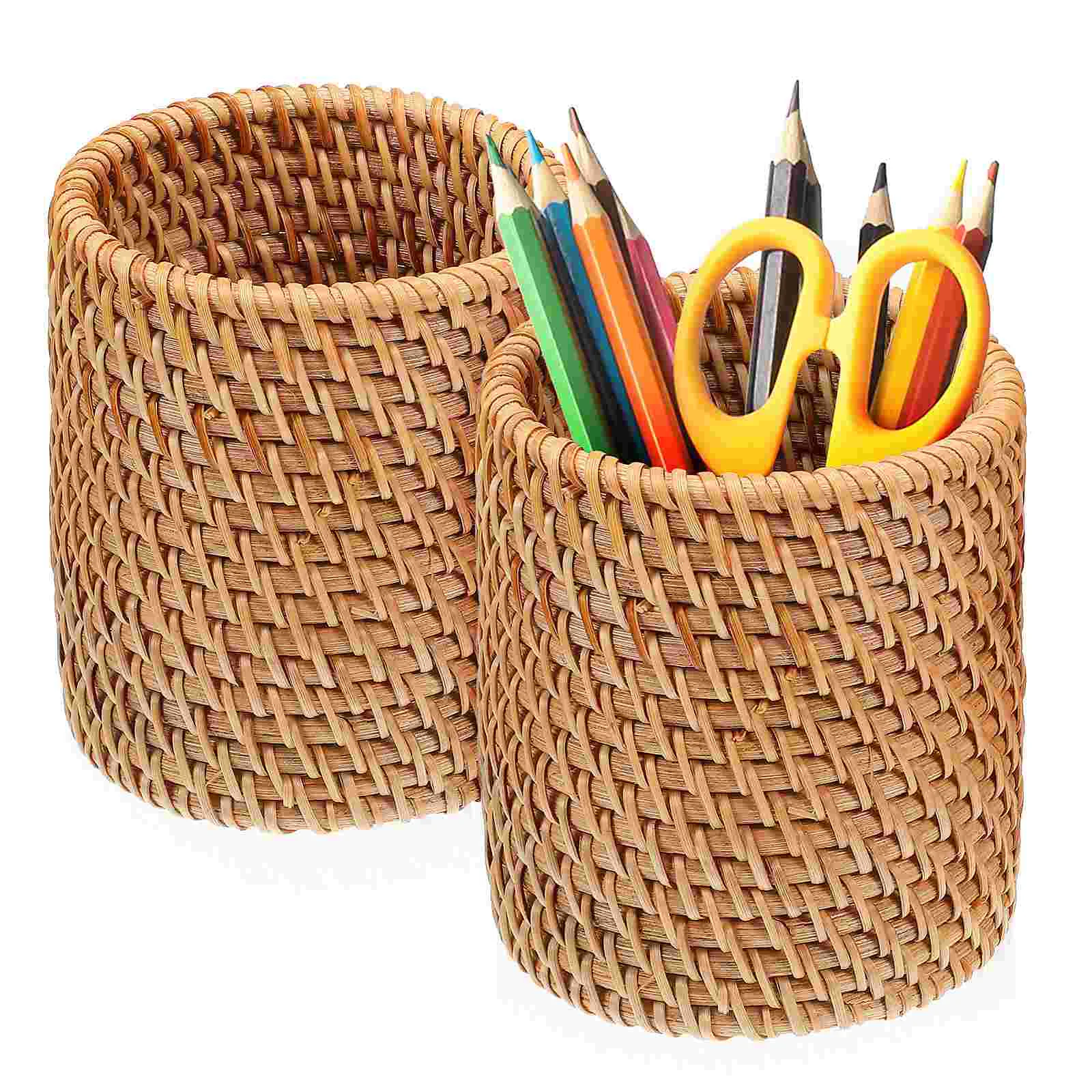 

2pcs Pen Cups Woven Pen Holders Holders Multi-functional Holders for Desk