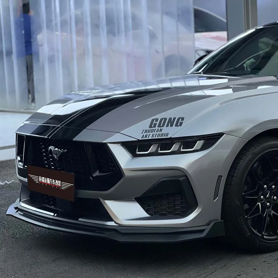Фото Матовый черный передний разделитель для Ford Mustang Dark Horse S650 2.3T EcoBoost 2024, передний разделитель подбородка, автомобильные аксессуары, комплекты кузова №3