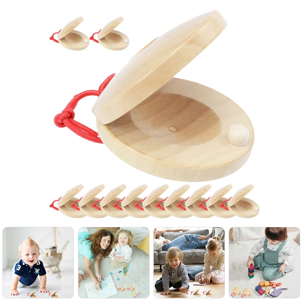 

12 шт. деревянные музыкальные инструменты Castanets дети маленький деревянный ритм музыкальные дети