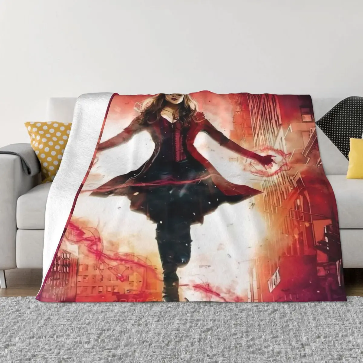 

Super Hero Scarlet Witch Blankets Fleece Spring/Autumn Multifunction Ultra-Soft Throw Blankets for Home Travel Quilt