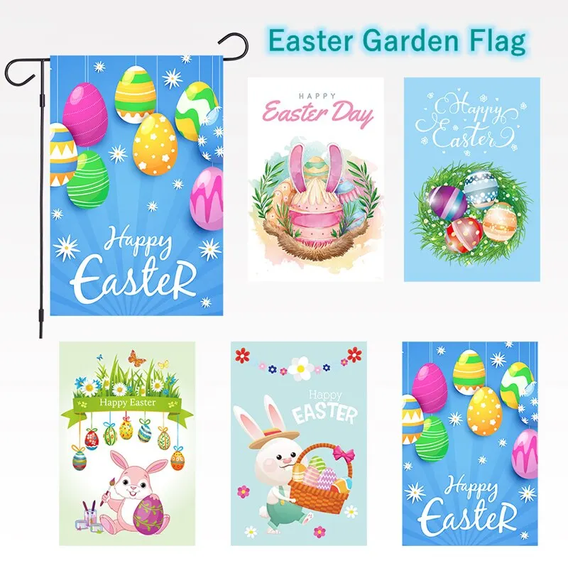 

Double Side Printed Garden Flag Rabbit Easter Eggs Pattern Banner Festival Decor(without Flagpole)