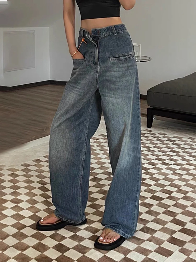 

2022 женские джинсы с высокой талией, винтажные модные мешковатые широкие брюки, простые укороченные джинсовые брюки, Классические повседнев...