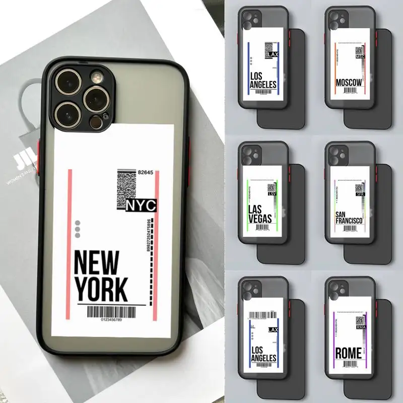 

Hot Funny Bar Label World Fly Ticket for iphone 7 8 plus x xs xr 11 12 13 mini Pro max Soft Silicon Matte Hard Cover