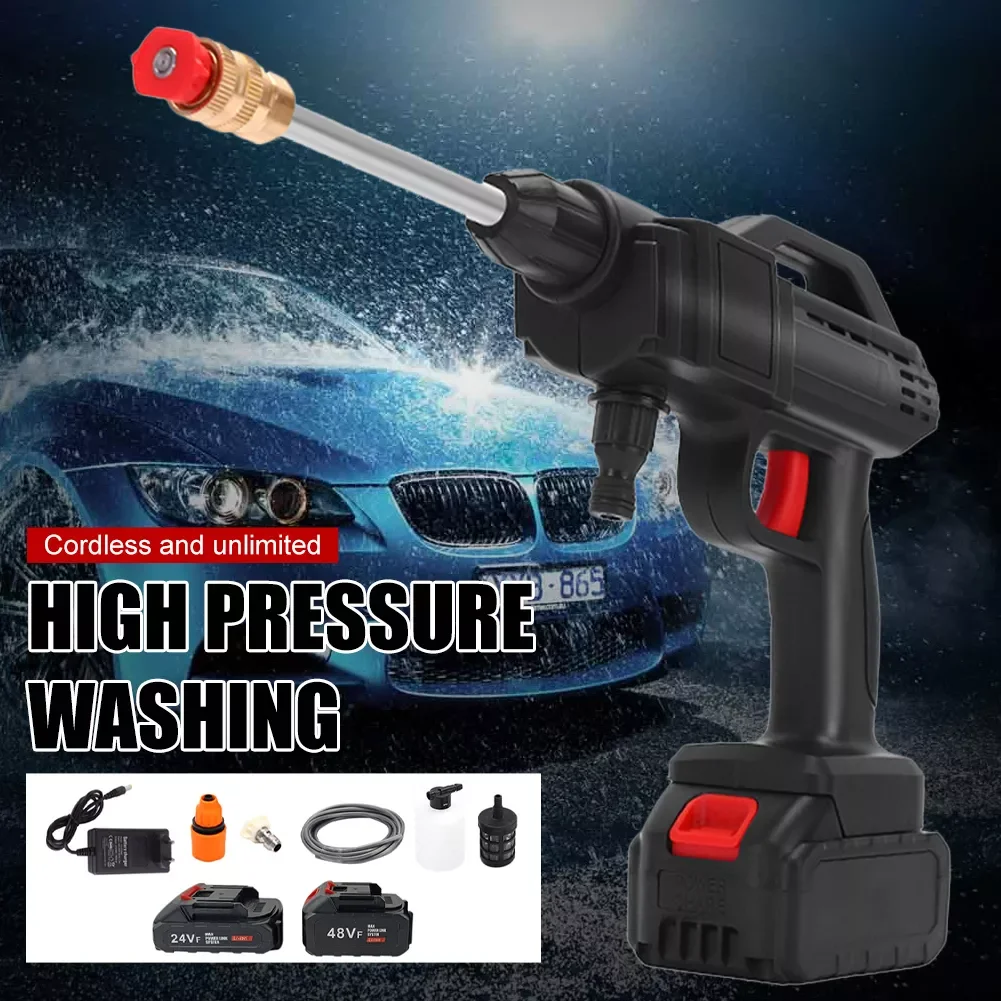 Cordless Pressure Washer 22BAR Portable Car Cleaner 24/48V Battery Operated High Pressure Washer Cleaning Spray Water Gun