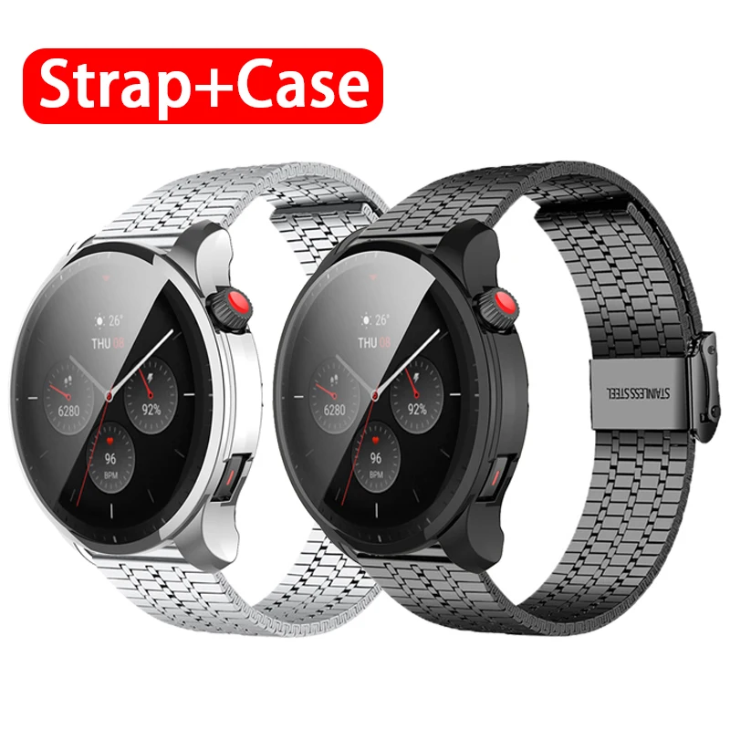 

Metal Bracelets For amazfit gtr 4 Strap Case Protector For Amazfit GTR 4 Watch Band Full Coverage Protection Cover Shell Frames