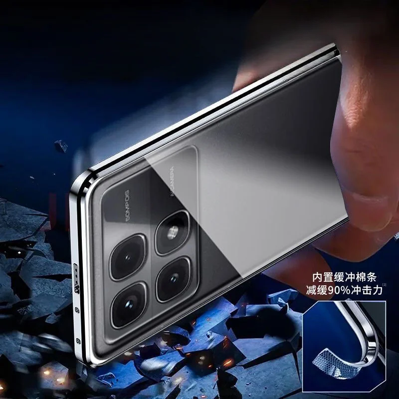 Двухсторонний стеклянный чехол для телефона Xiaomi Redmi K70 Ultra 70 ультрамагнитный с