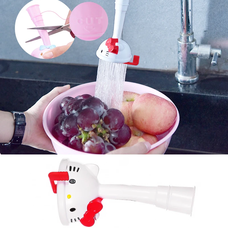 

Kawaii Sanrioed Hello Kitty Rotating Shower Faucet Tap Water Filter Valve Cartoon Kt Splash Proof Faucet Filter Kitchen Gadgets