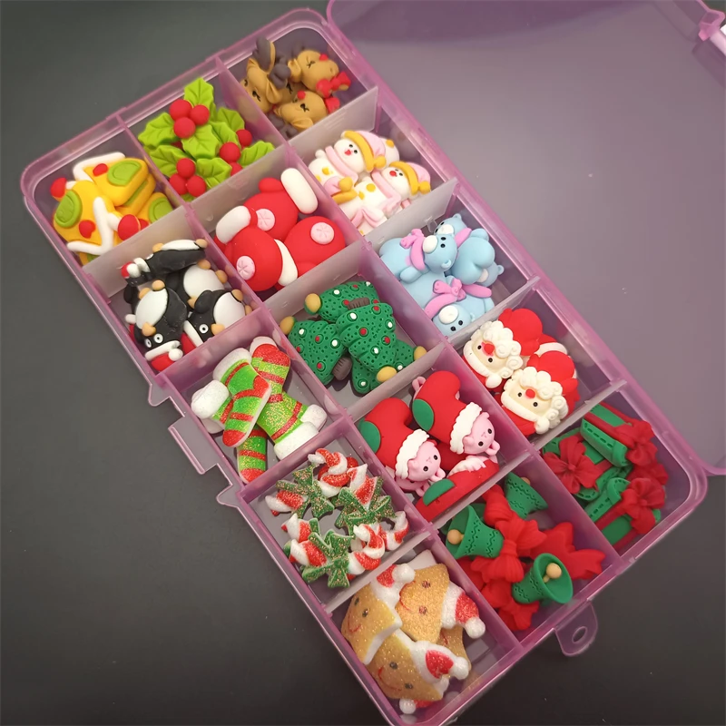 

120pcs/60pcsMerry ChristmasTheme Nail Charms Kawaii 3D Cartoon Resin Bear Gummy Bear Nail Art Decoration Design Press On Nails