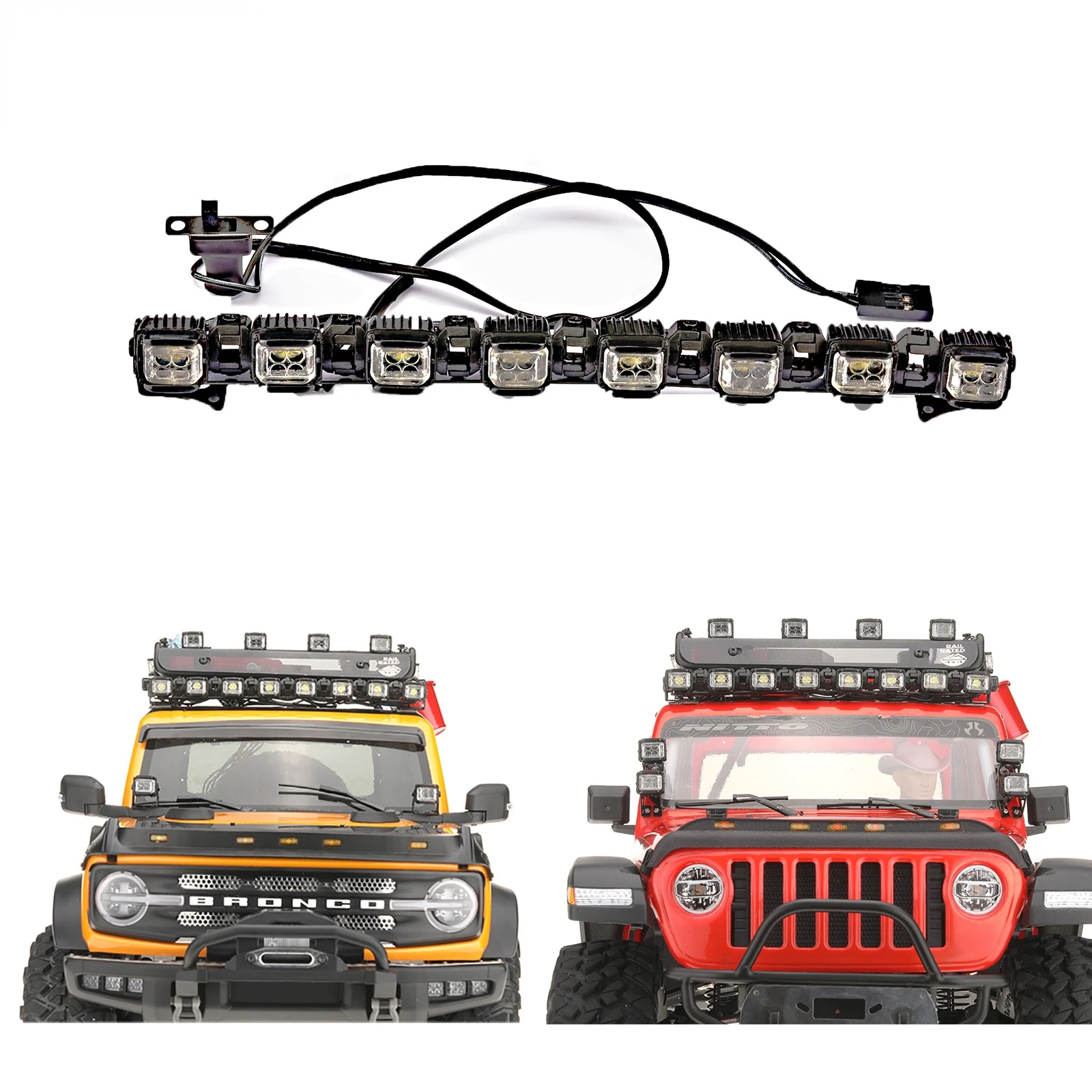 

1/10 Roof Square Light Bar Light Adjustable and Rotated for TRAXXAS TRX-4 TRX4 Bronco Wrangler SCX10 RC Car Upgrade Accessories