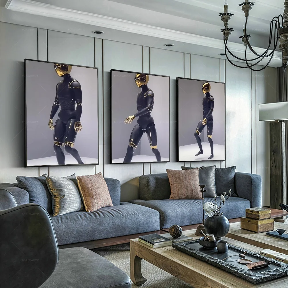

Роскошные Масляные картины Forbeauty с изображением черного робота, распылительная Картина на холсте, может использоваться на улице для декора ...