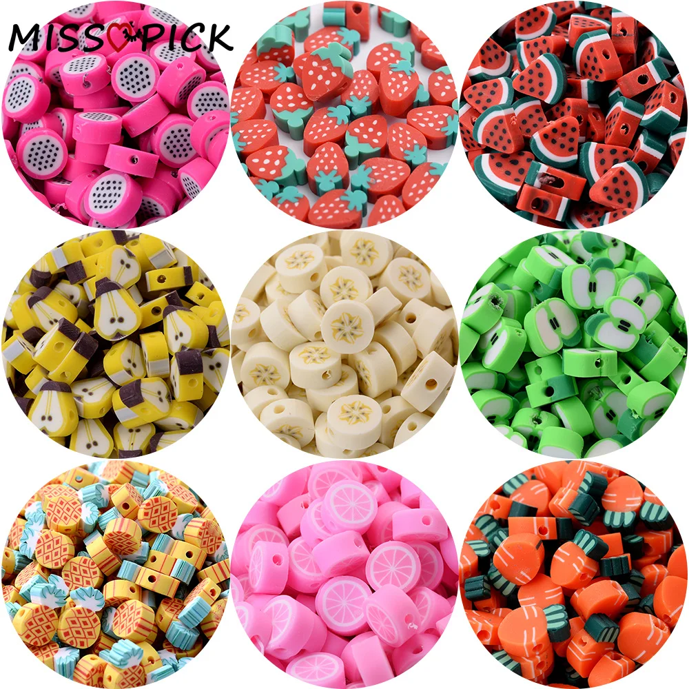 Бусины из полимерной глины в форме фруктов 30/50/100 шт