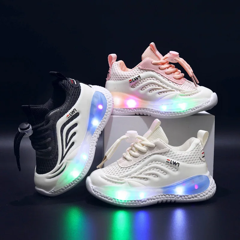 Lace Up High Quality Children Casual Shoes LED Lighted Sports Kids Sneakers 5 Stars Excellent Toddlers Girls Boys Tenis