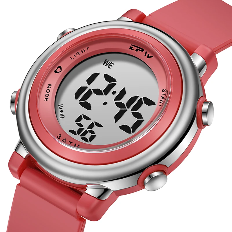 Легкие в чтении детские спортивные часы 35 мм семь цветов подсветка отображение