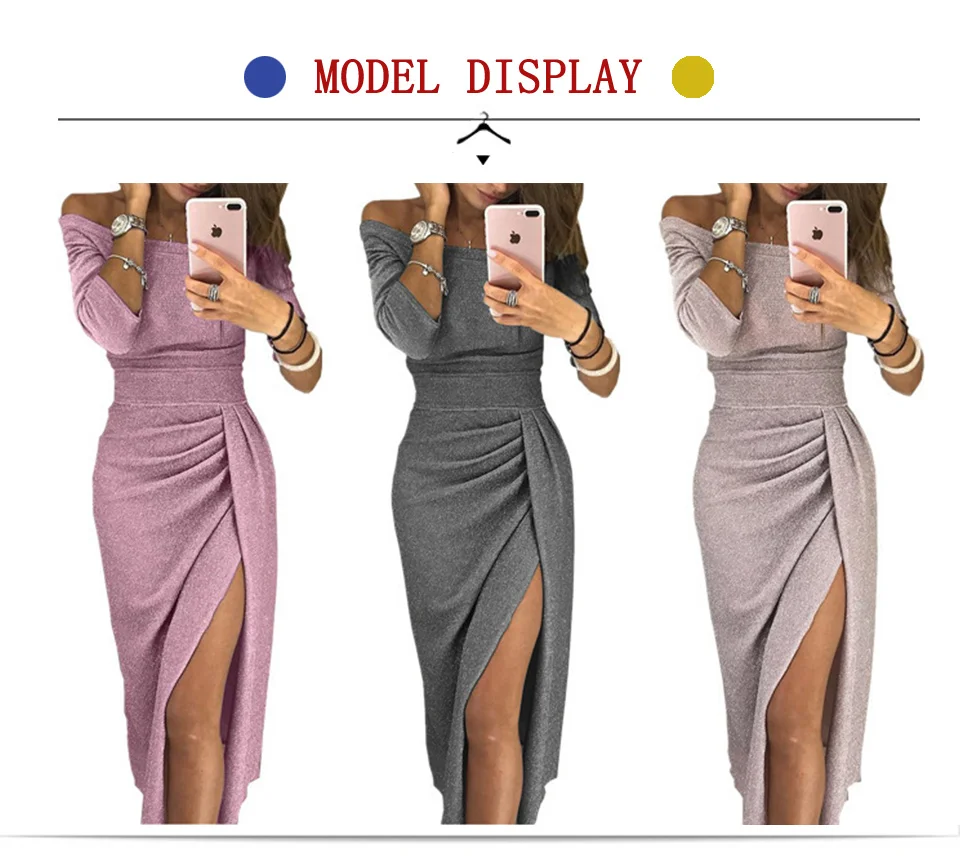 

Sexy Party Dresses Club High Waist Off Shoulder Evening Long Dress Elegant Lady Vestidos Spring Summer Solid Women's Tunics
