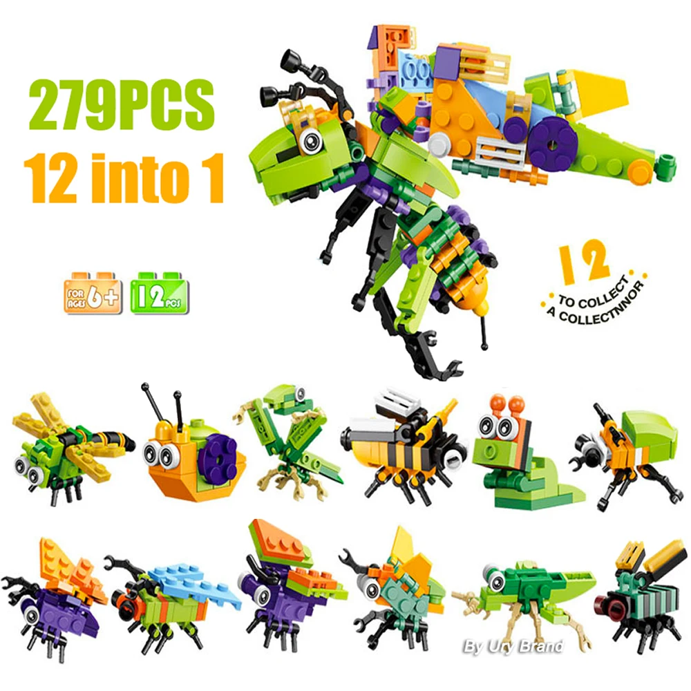 12in1 279PCS Classical MOC Insects Animal Figures Mech Transformation Set Building Blocks Toys Educational for Kids Gifts - купить по