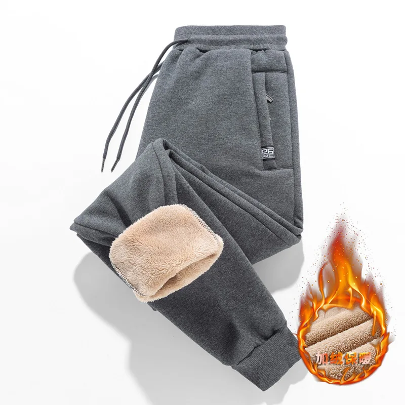 

Men's Winter Pants Classic brand sweatpants super Warm Thick Pants cashmere Trousers For Men fleece Male long outdoors Pants men