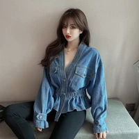denim jacket womens 2022autumn new korean version of the fashion small waist is thin and western chic fried street top