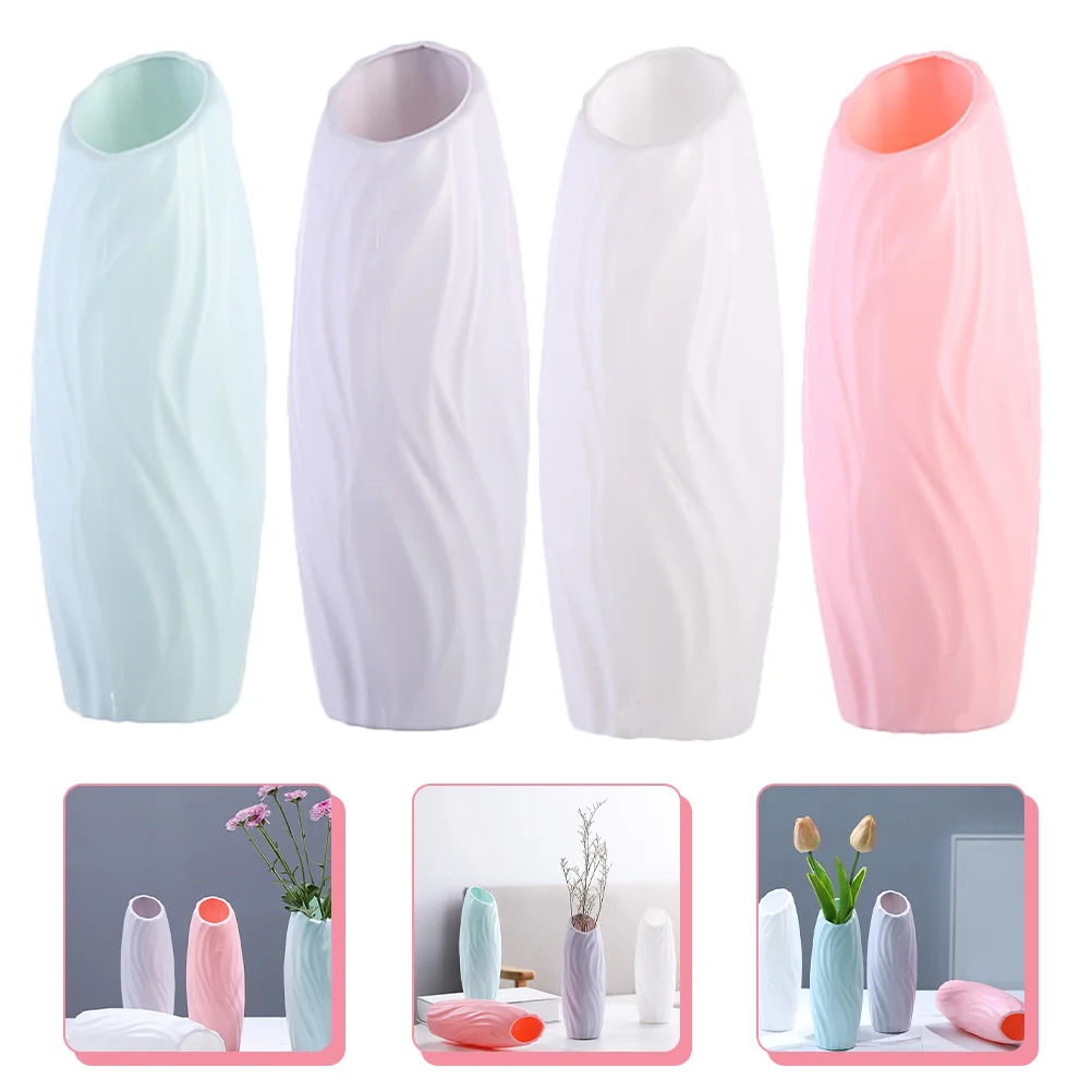 

4 Pcs Vase Dining Room Table Set Hydroponics Container Fresh Bouquets Flower Tall Pp Plastic Vases Flowers Single