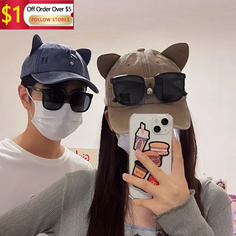 

Cat'S Ears (Steamed Cat-Ear Shaped Bread) Hat Sunglasses Cute Baseball Hat Sunglasses Versatile Sunscreen Sun Visor Hat Worn Cap