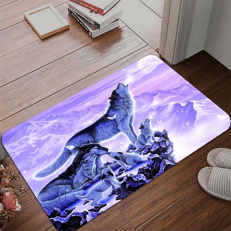 Коврики с изображением волка и Луны мягкие коврики для ванной в гостиную