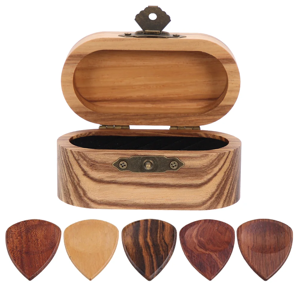 

Practical Wooden Guitar Pick Box Guitar Plectrum Storage Holder For Guitar Lovers Gift