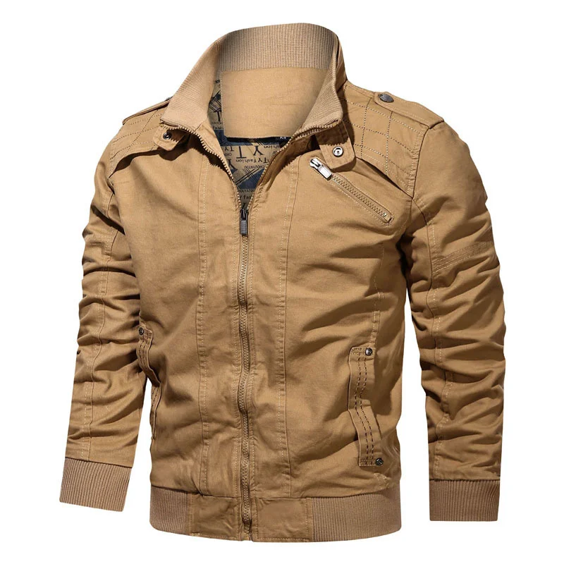 

Fall 2021new Men's Stand Collar Jacket Cotton Slim Pocket Decorative Casual Jacket Men's Jacket