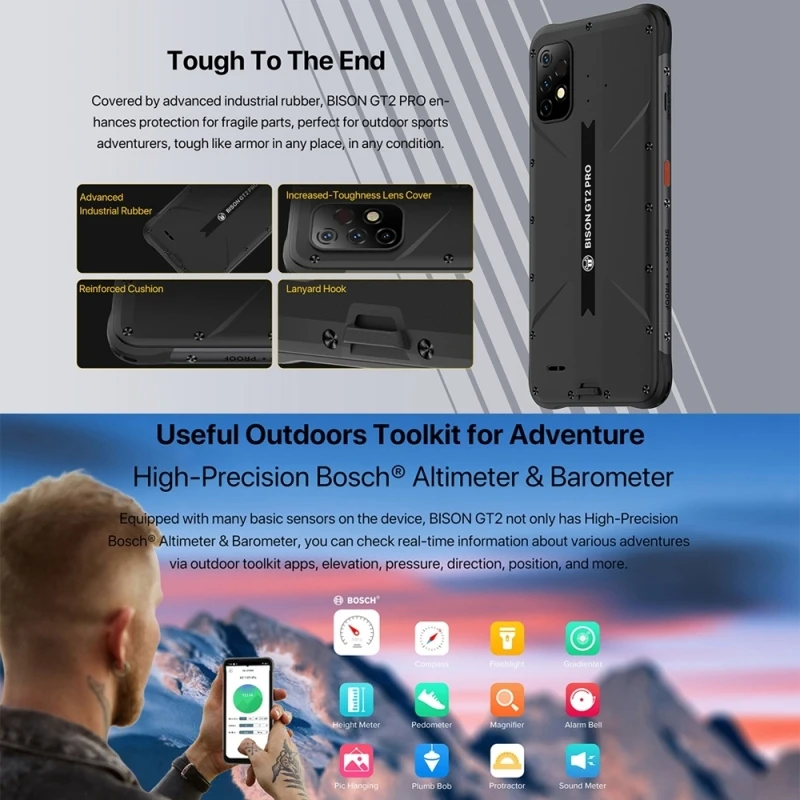 Cena UMIDIGI BISON GT2 Sieć 4G Globalny Wytrzymały Telefon 8GB RAM 128GB/256GB ROM 6.5 ''Android 12 MTK Helio G95 Octa Core NFC 6150mAh