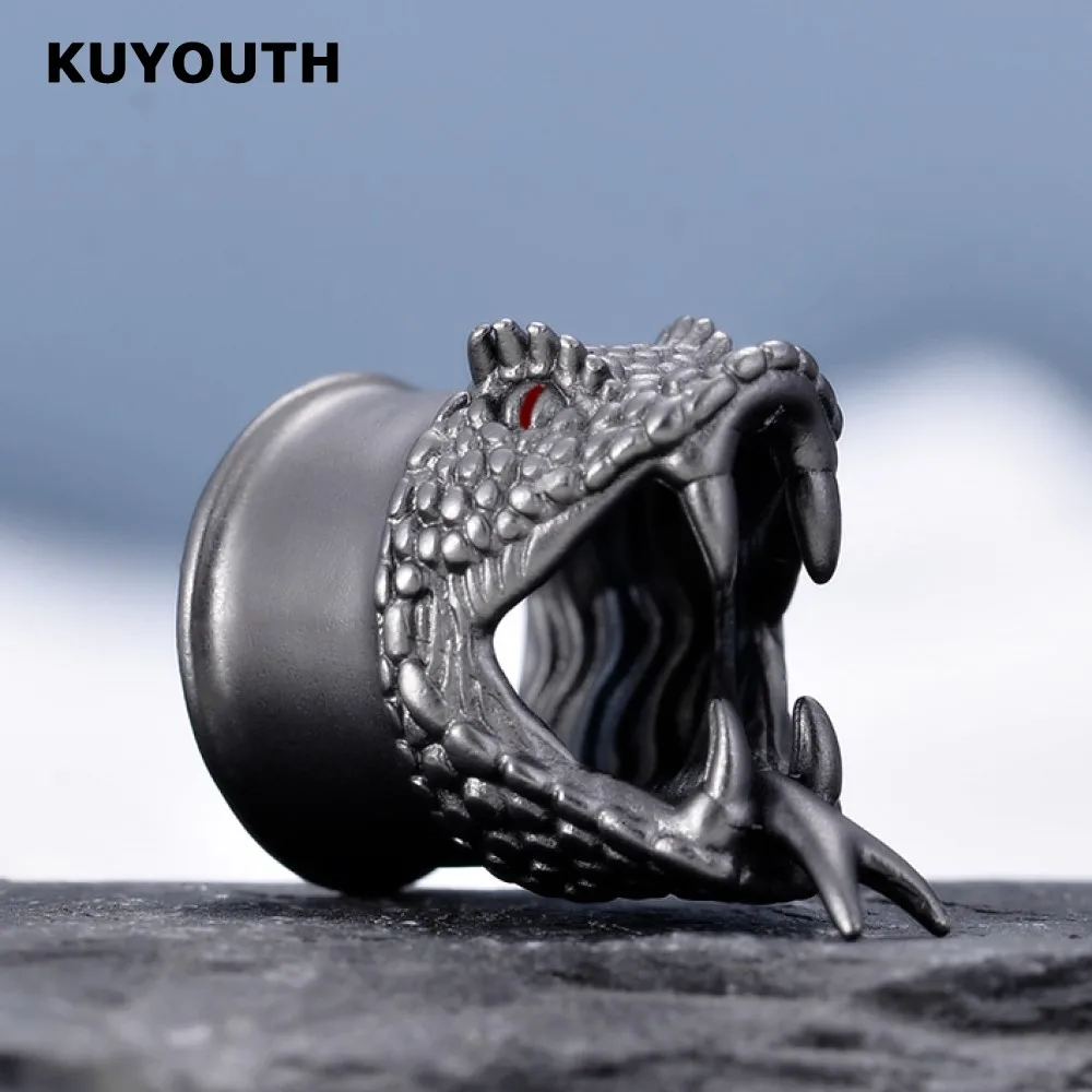 

​KUYOUTH Popular Copper Snake Ear Tunnels Plugs Hollow Expanders Earring Gauges Jewelry Stretchers Piercing 6mm-16mm 2PCS