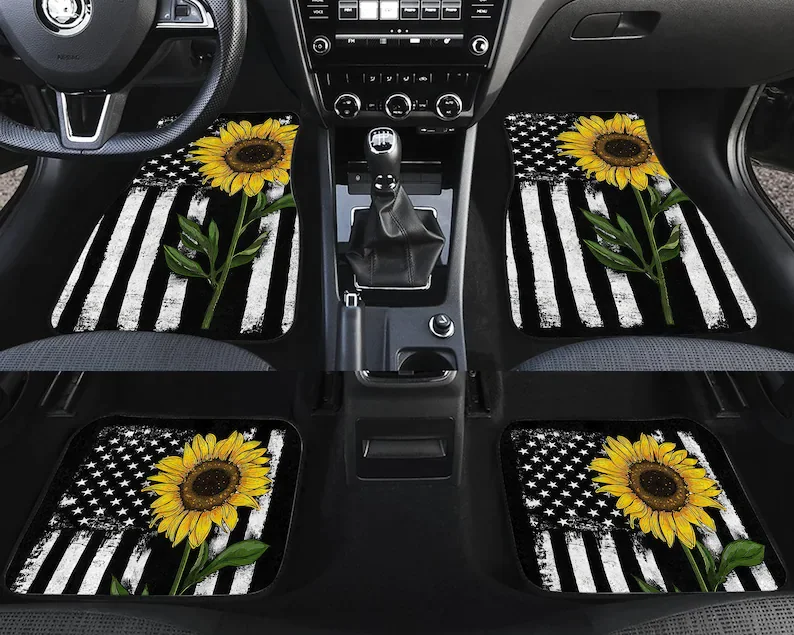 

Автомобильный напольный коврик с американским флагом Sunflower, персонализированный автомобильный коврик, автомобильные аксессуары, для любит...
