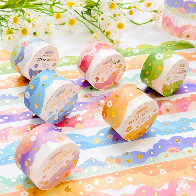 

Cute Flower Cloud Washi Tape Kawaii Decorative Diy Masking Tape Cute Scrapbooking Adhesive School Diary Stationery Supplies