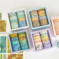12 rollsbox golden plant flower washi tape set gold foil decorative adhesive tape sticker scrapbooking diary planner stationery