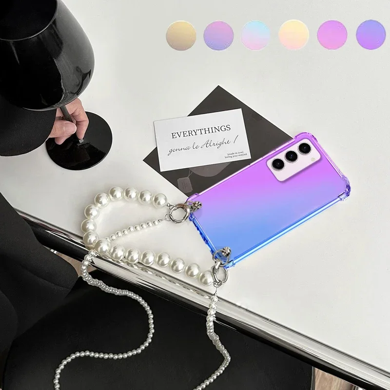 Чехол через плечо с жемчужной цепочкой и ремешком для Samsung S25 Ultra S24 FE Galaxy S23 S22 +