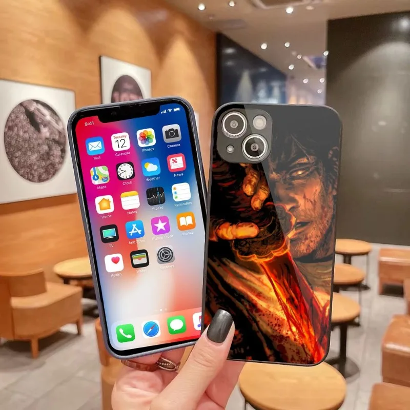 

Sekiro Anime Wolf Phone Case for iPhone 14 13 12 11 Pro Max X XR XS 8 7 Plus Liquid Glass Cover Funda Shell