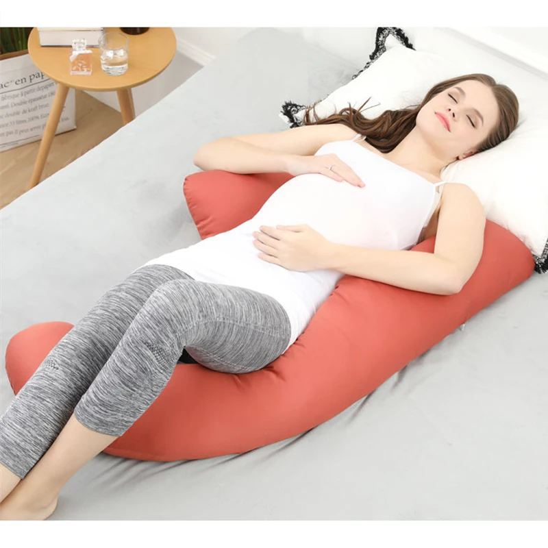 Pure Cotton Pregnancy Full Body Support Pillow Multifunctional Maternity Pillow Solid Color Maternity Protection Lumbar Pillow