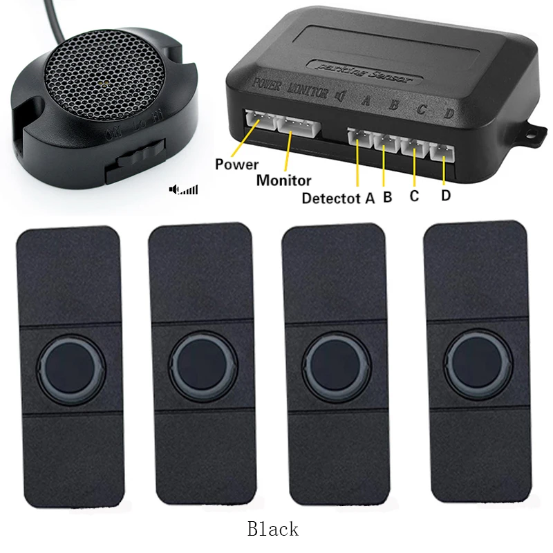 

Автомобильный парковочный датчик Assistant Park tronics 4, черный/серебристый/белый/синий/красный, плоские датчики 13 мм, реверсивный радар, звуковой зуммер, звуковой сигнал