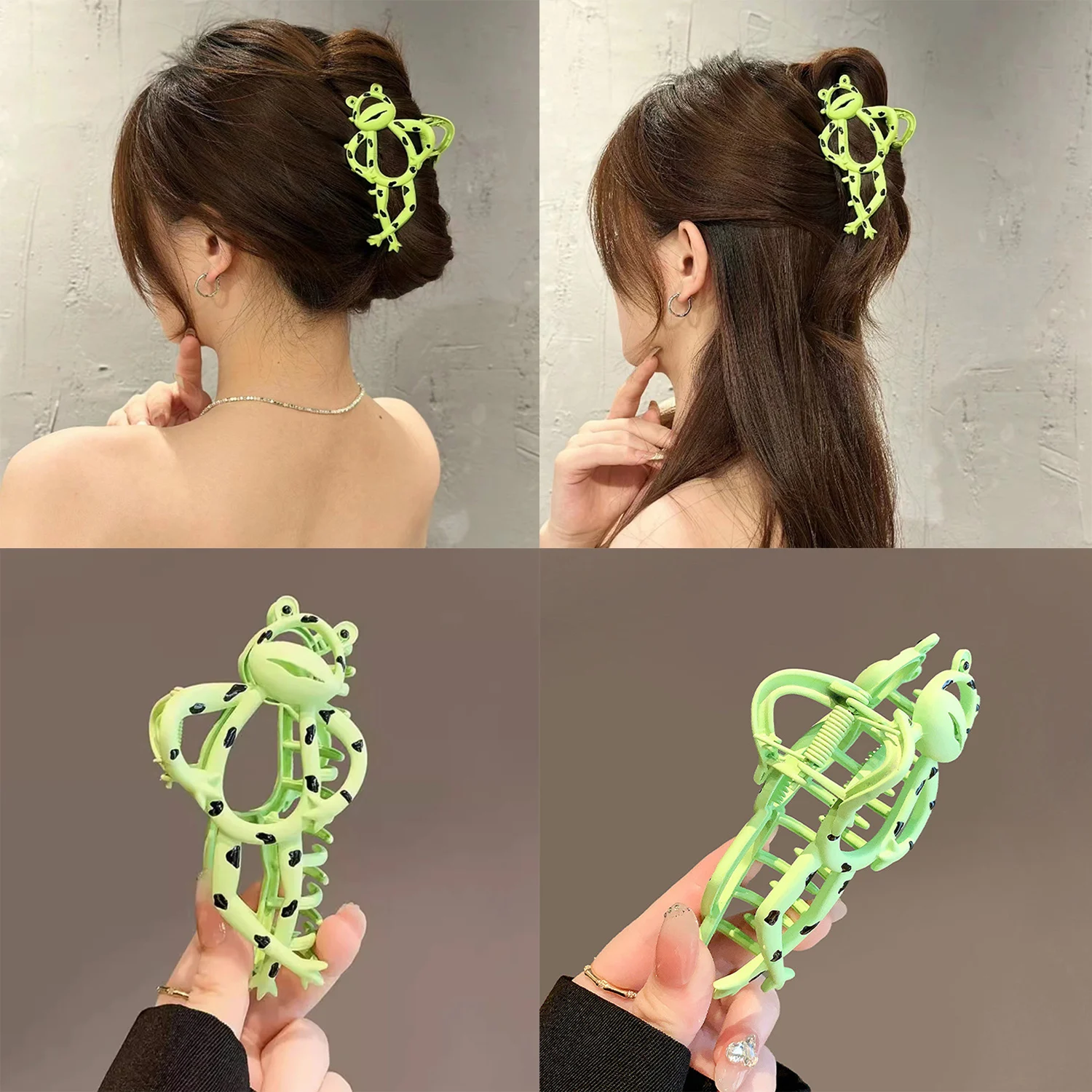 

Funny Frog Metal Hair Claws Shark Clip Headdress Summer Cute Green Frog Claw Clips Hair Accessories For Women Hair Ornaments