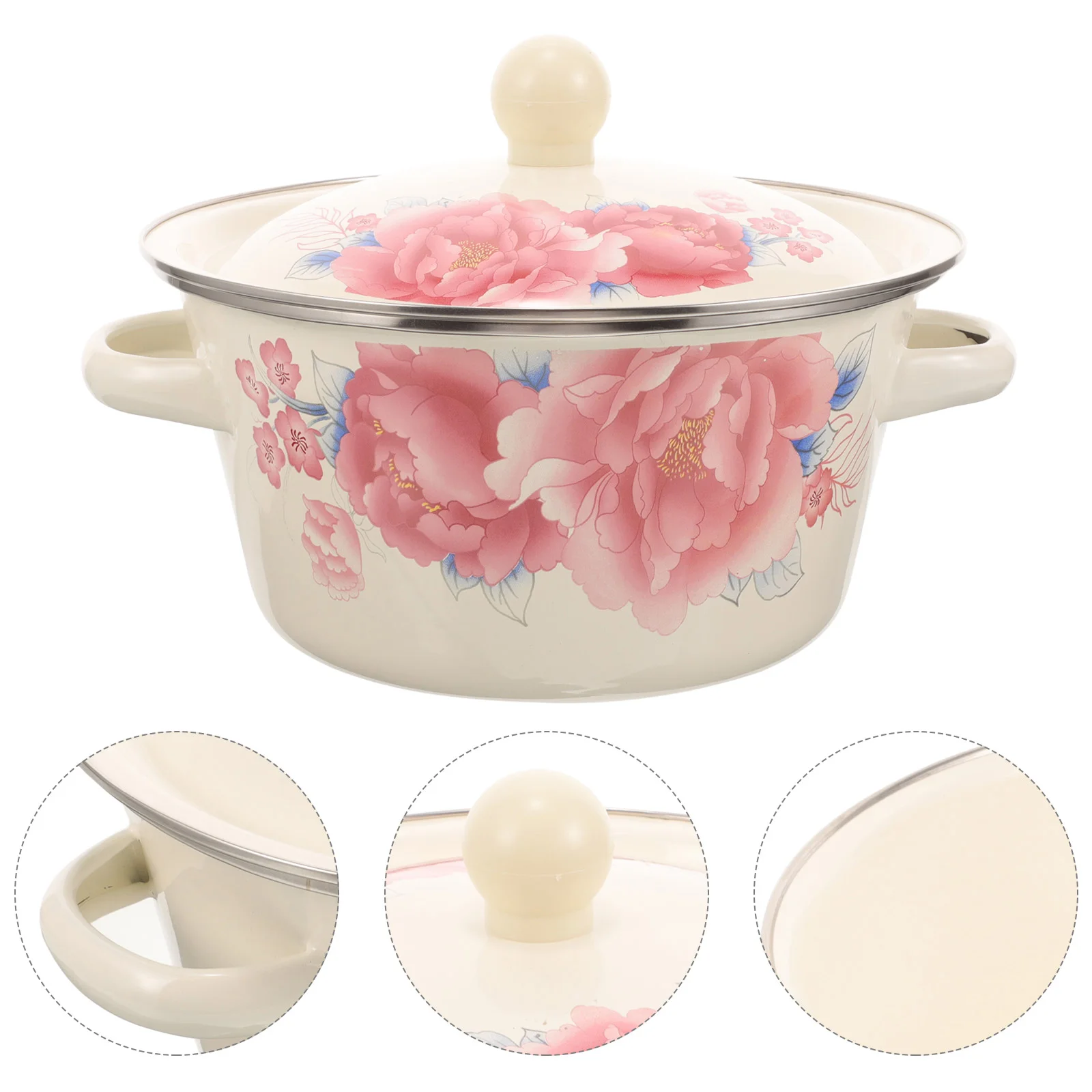 

Retro Basin Enamel Basin with Lid Enamel Soup Basin Lard Basin Enamel Mixing Bowl