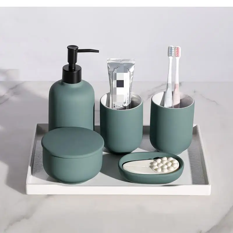 

Bathroom Accessories Set Ceramic Toothpaste Dispenser Soap Container Toothbrush Holder Bathroom Cup Soap Dish Storage Tank