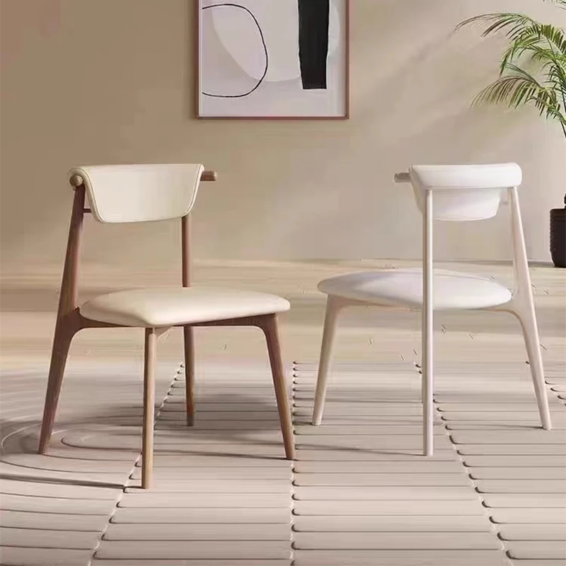 

Balcony Living Room Dining Chairs Wooden Banquet PU Leather Nordic Dining Chair Vanity Relax Silla Comedor Home Furniture BL50CY