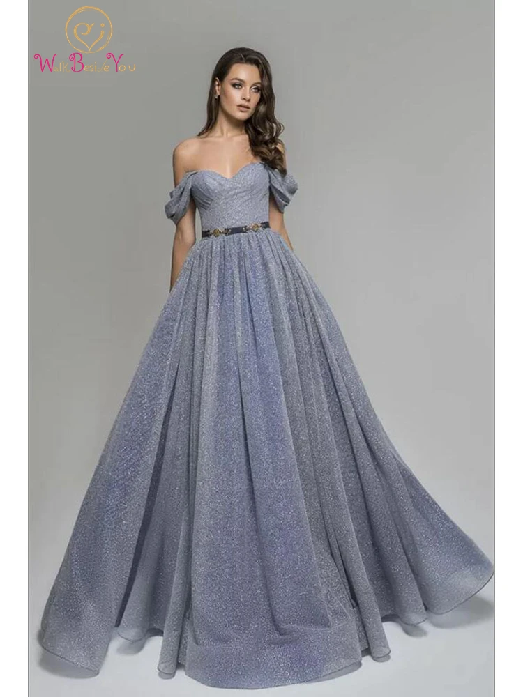 

Синие вечерние платья 2022 Роскошные Шикарные Длинные с открытыми плечами сердечком трапециевидные плиссированные с бриллиантами вечерние женские платья