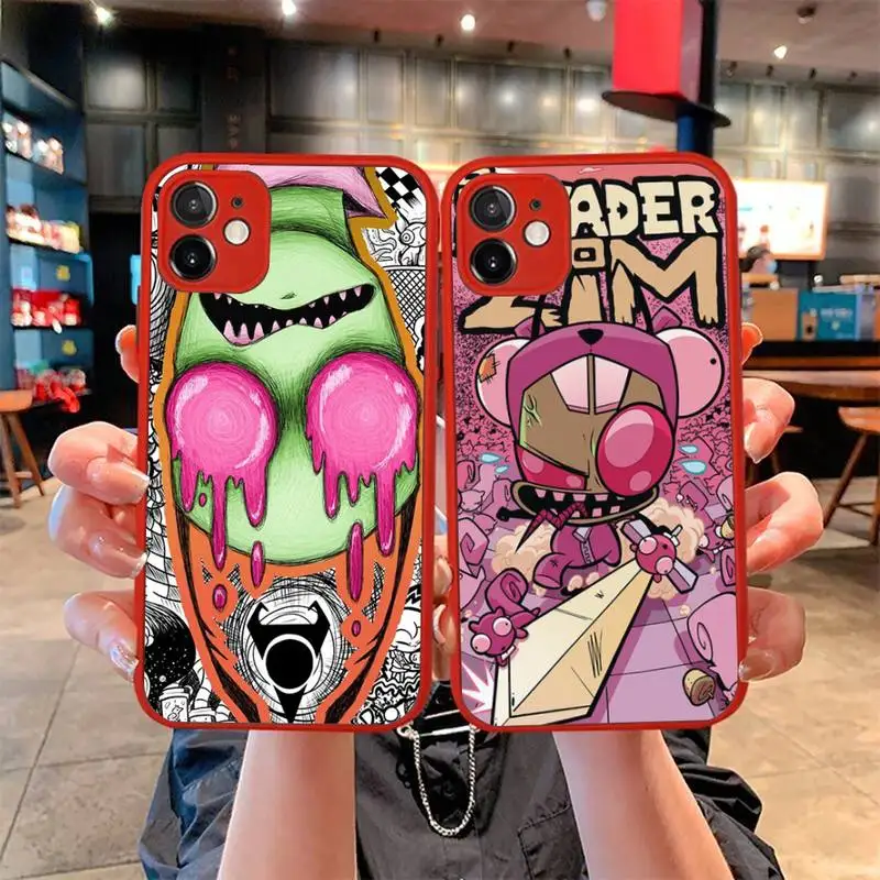 I-InvaderS Z-zimS Phone Case for iPhone 14 11 12 13 Mini Pro Max 8 7 Plus X XR XS MAX Translucent Matte Cover