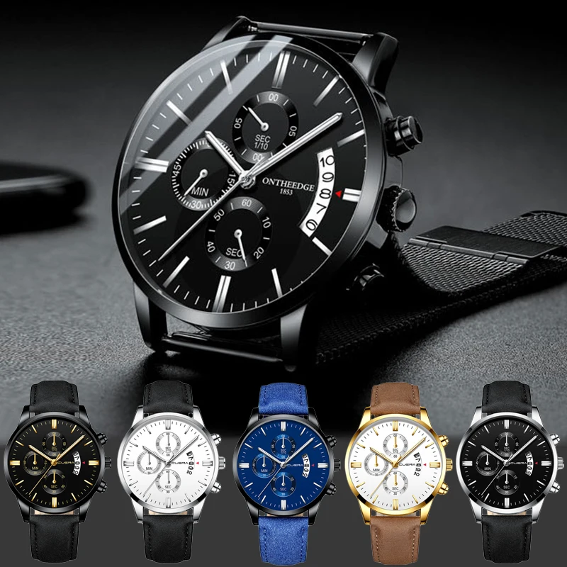 2023 Fashion Men's Watch Brand Luxury Male Quartz Watches Minimalist Casual Leather Strap Digital Calendar Wristwatch Men Clock images - 6