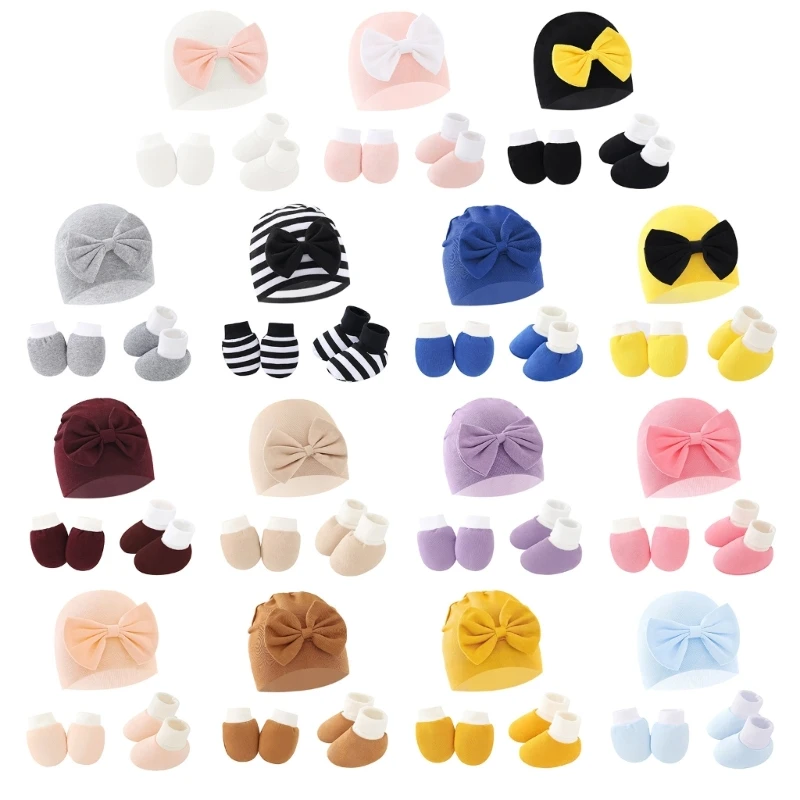 

Baby Hats Unisex Infant Beanie Caps Cute Warm Cotton Hat Gloves Socks Newborn