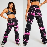 2022 new color block high waist flare jeans with pockets street wear sexy ladies trousers bell bottoms skinny jean pants