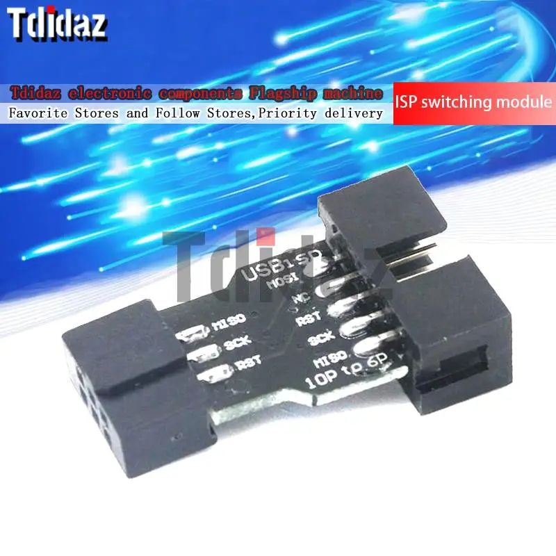 

10Pin To 6PiN Convert To Standard 10 Pin To 6 Pin Adapter Board For ATMEL STK500 AVRISP USBASP ISP Interface Converter AVR