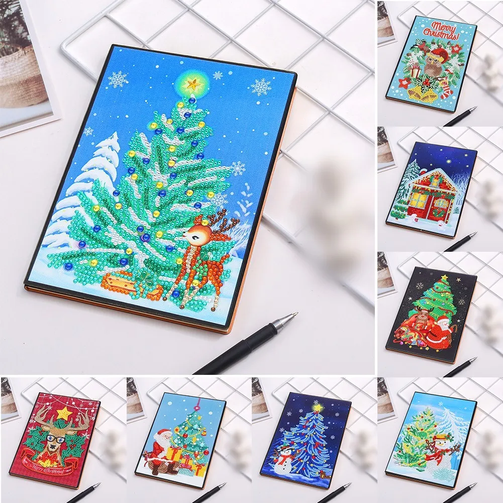 

Xmas Decoration A5 Notebook Diy Diamond Painting 50-page Notebook Embroidery Creative Gifts For 2023 New Year Christmas Holiday