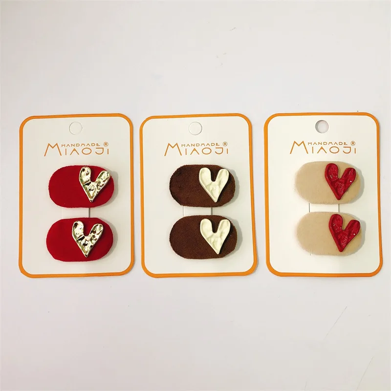 

1 Pair Autumn New Simple Cute Plush Oval Children's BB Clip Fashion Korean Sweet Girl Princess Love Hairpins Hair Accessories